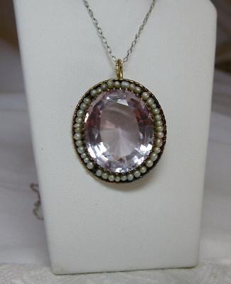 Rare Georgian 22CT Amethyst Pearl 18K Gold Pendant Necklace Wedding Victorian