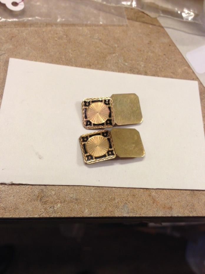 WGC 10K Yellow GOLD Edwardian / Art Deco CuffLinks