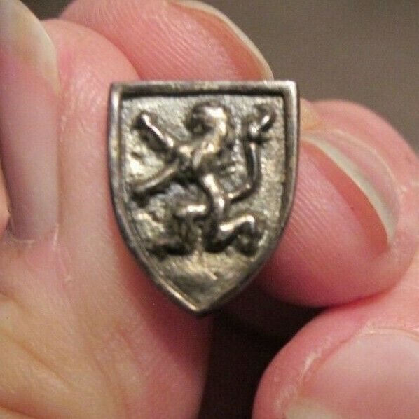 Sterling Silver Medieval Shield w Lion Tie Pin
