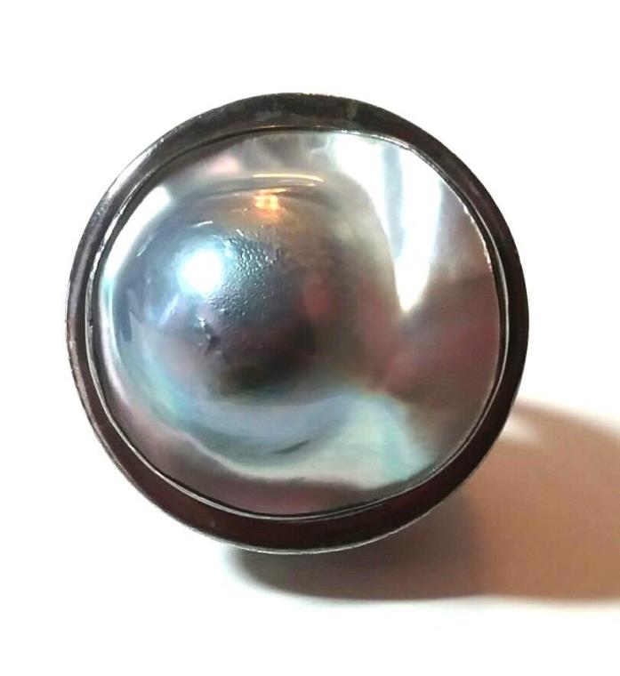 VINTAGE LARGE HEAVY MICHAEL DAWKINS BLISTER PEARL STERLING SILVER RING