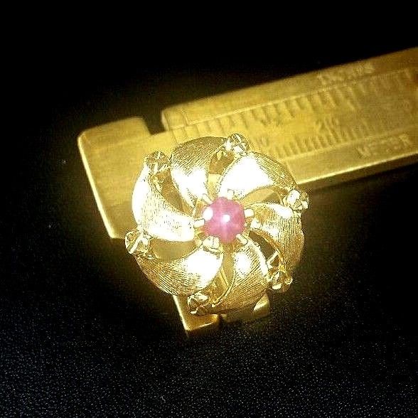 Ladies 14K Vintage PLUM LINDE` STAR SPIRAL RING Florentine Y.GOLD (7.83g)
