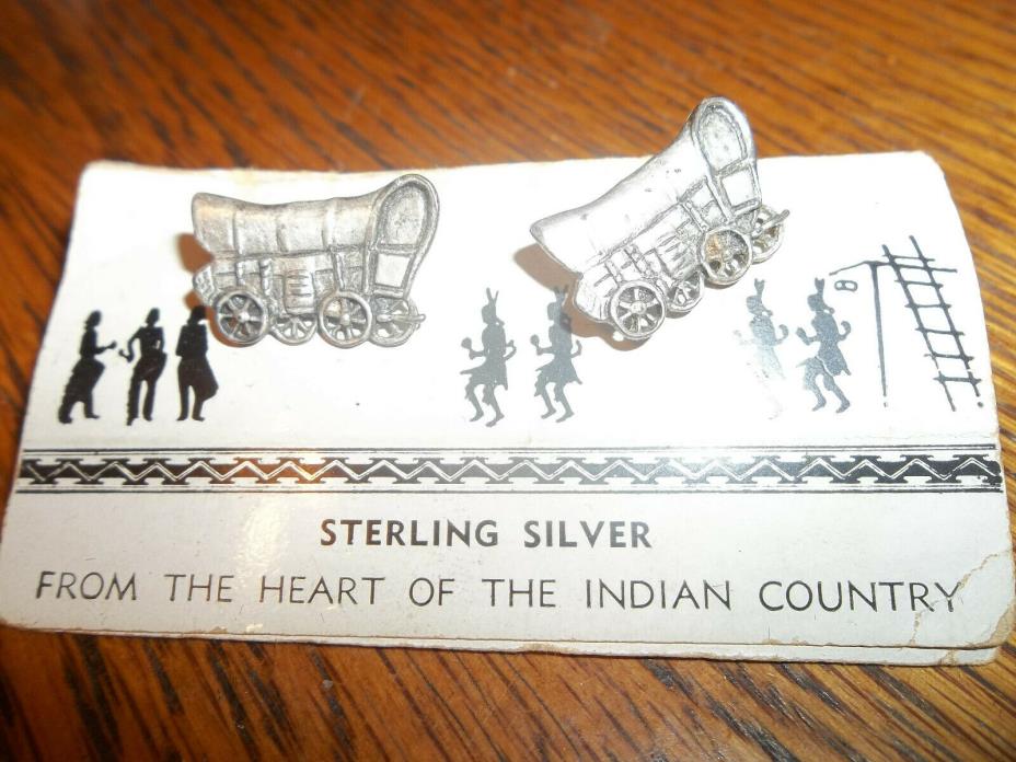 Vintage Covered Wagon Cufflinks in Sterling Silver Western