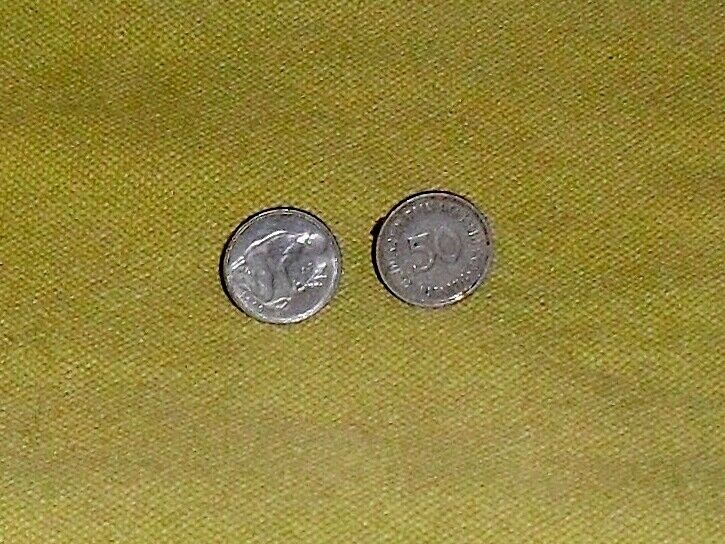 Pair of cufflinks made from Dutch coins dated 1950