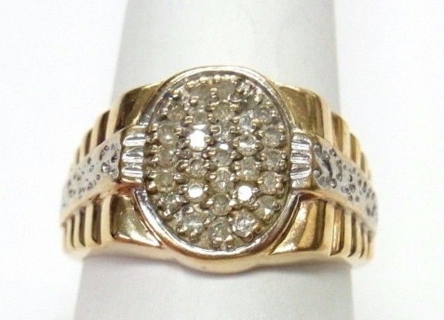 Vintage Mens President Ring 10k  Approx 1ctw Diamond  Ring Size 9.75 (6.1 grams)