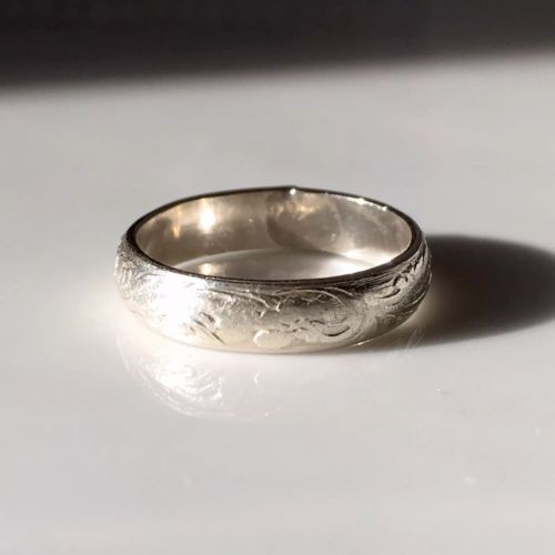 Vintage Sterling Silver Ring Size 4.5 Midi Pinky Dainty Floral Embossed Band