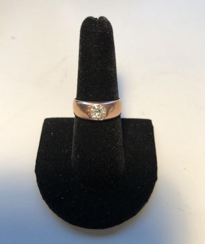 Antique 14K Rose Gold .80 Ct. Diamond Bezel Men's or Lady's Ring - Size 8