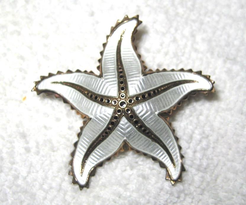Vintage Ivar T. Holth Sterling Starfish Guilloche Enamel Pin Brooch