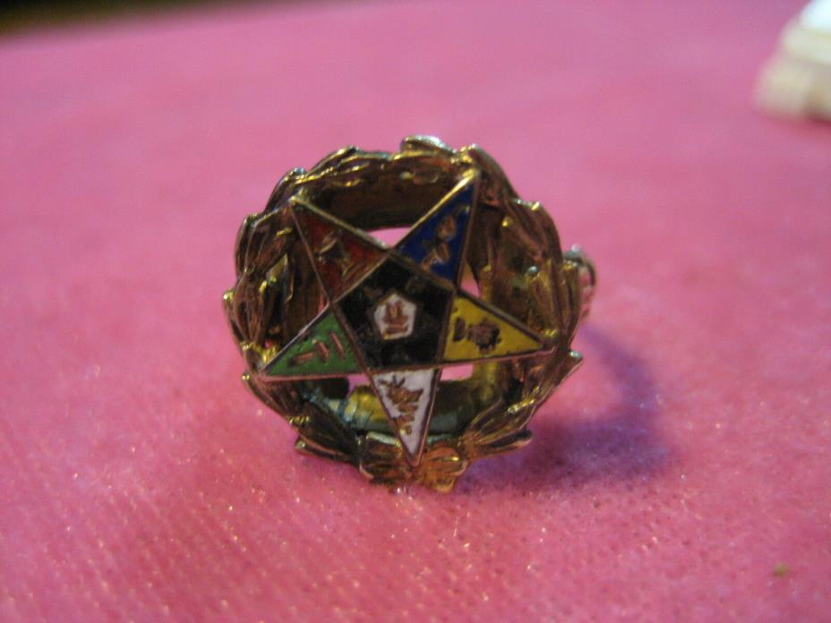Ladies Woman's EASTERN STAR RING Free Mason Masonic 10 K Gold Enamel Size 3 1/2