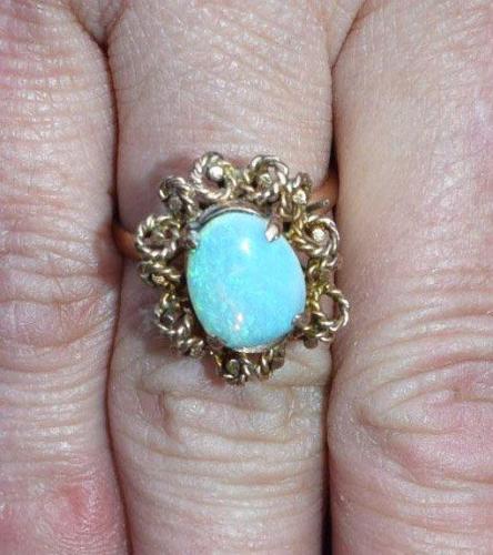 Antique 14k FIRE OPAL RING Size 7  Handmade