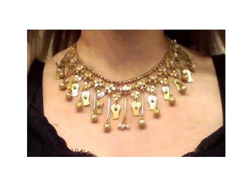 22K antique solid gold chandelier style necklace