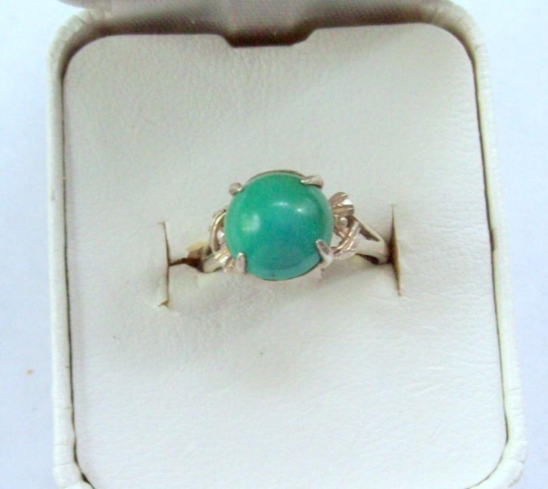 Vintage Sterling Silver with Turquoise Blue Round Cabochon Ring - Size 6.25