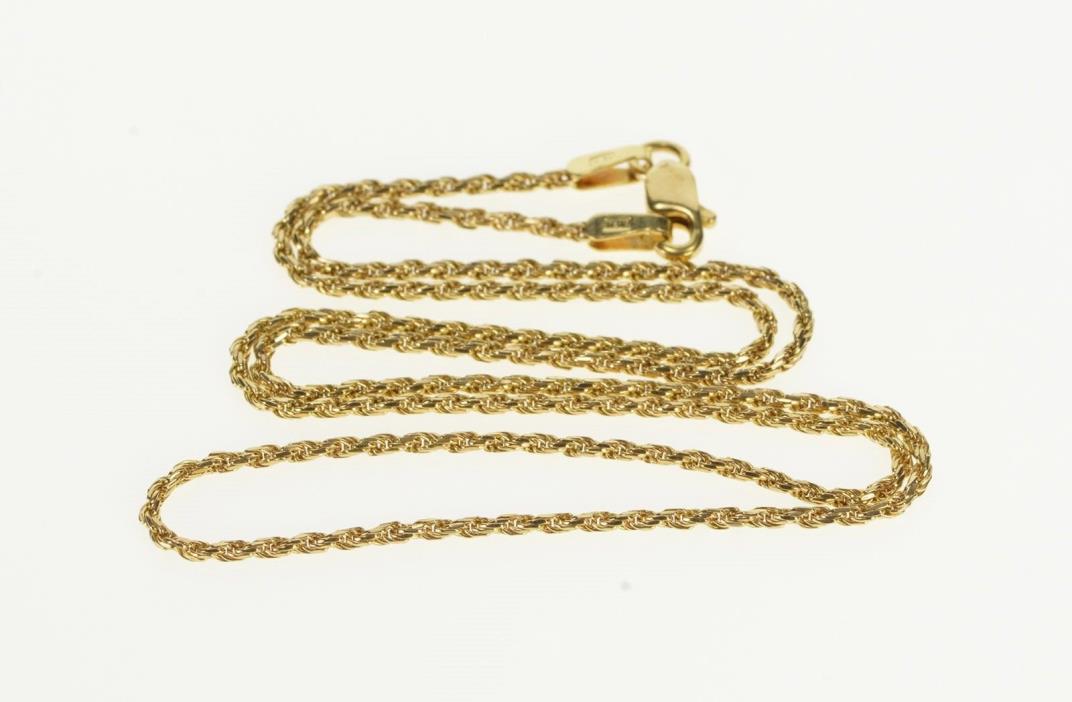 14K 1.3mm Rope Twist Link Classic Chain Necklace 15.75
