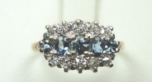 Antique Art Deco Vintage Aquamarine Diamond 18K Engagement Rg Sz 4 UK-H .99 CT