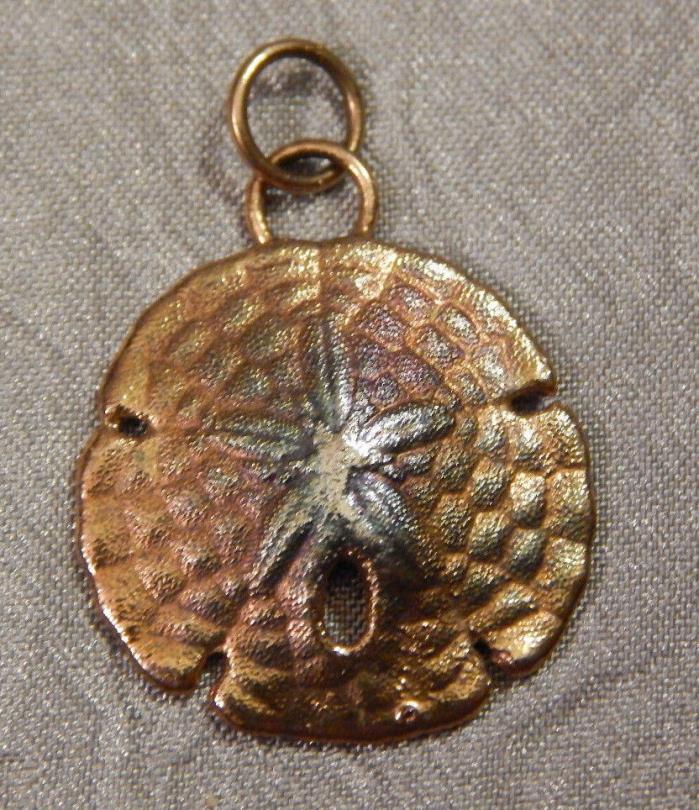Vintage Gold Plated Pendant or Charm Sand Dollar #722
