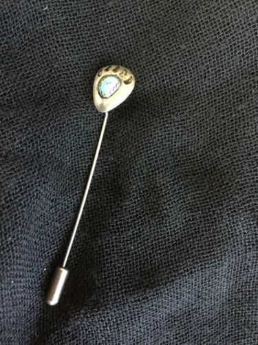 Vintage American Indian Bear Claw Turquoise Sterling Silver Stick Pin 2 3/4