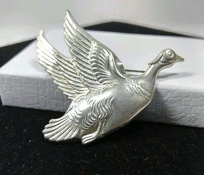 Vintage Silverman Bros. Sterling Silver 925 - Flying Swan - Brooch / pin 2.5