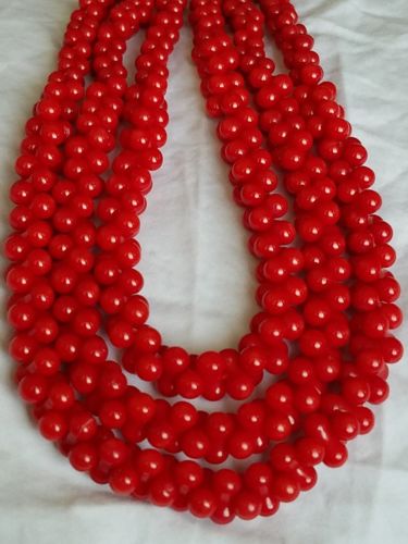 ESTATE Red Coral Multi-Strand Graduated Sterling Silver Necklace 127g - 22