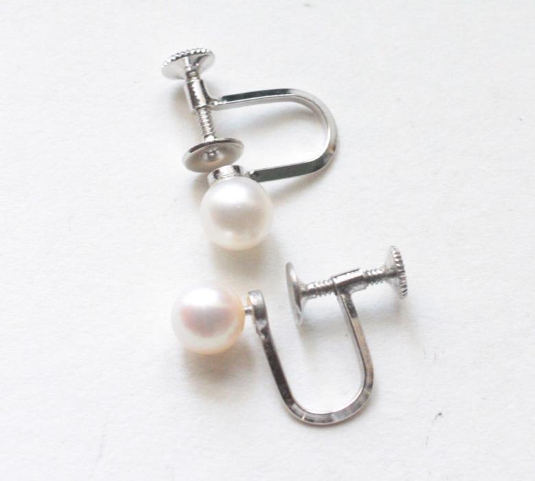 Vintage Sterling and Cultured Pearl Earrings Screw Back Wedding Bridal Gift