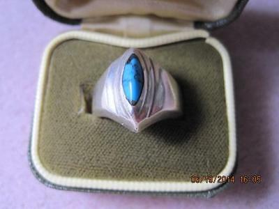 Stunning STERLING SILVER Turquoise Front Ladies Ring 10 Grams Size 6