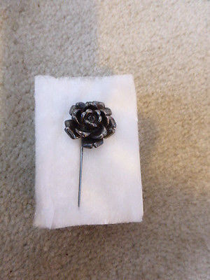 Vintage Antique Sterling Silver Pin 925 Rose Flower