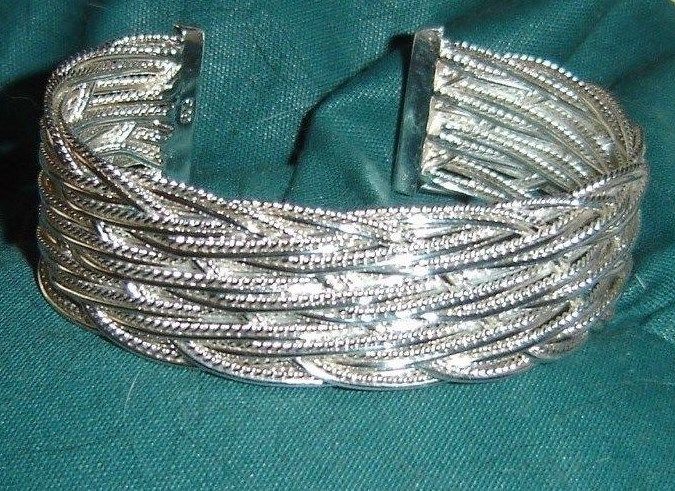 STERLING SILVER BRAIDED CUFF BRACELET