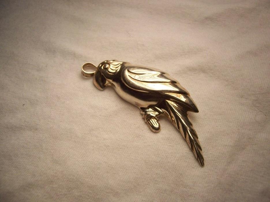 925 Sterling Silver Parrot Pin / Pendant   mark: ND 925    10.8 grams  3