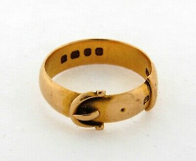 Antique English 18K Yellow Gold Belt Design Ring