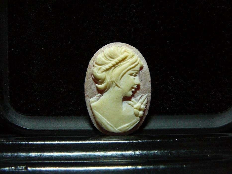 ANTIQUE UNMOUNTED SHELL CAMEO FOR BROOCH PIN SALMON