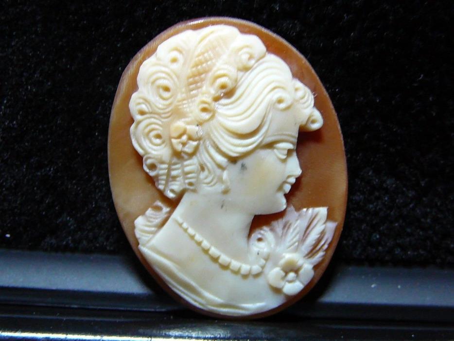 ANTIQUE UNMOUNTED SHELL CAMEO FOR BROOCH PIN NECKLACE FLOWER