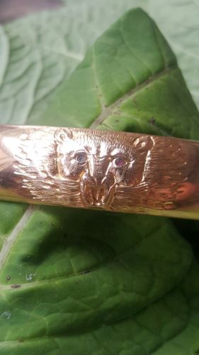 Victorian rare gold bangle bracelet lionface