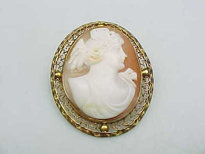 ANTIQUE VICTORIAN ESTATE 10KT YELLOW GOLD GENUINE CAMEO FILIGREE BROOCH PIN 7.1