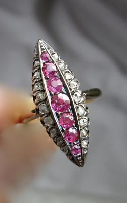 Victorian Pink Sapphire Diamond Ring Appraised $2175 Wedding Engagement Ring