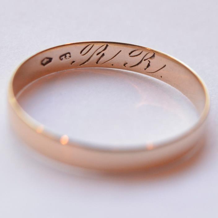 Victorian Wedding Ring Cigar Band c.1880 14k Gold Austro-Hungarian Assay Mark
