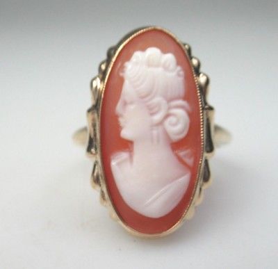 ANTIQUE 10K YELLOW GOLD KIMBERLY CAMEO RING SZ 6.5. 2.8 GRAMS