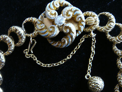 Antique Victorian 14k Love Knot Bracelet with Diamond & Enamel