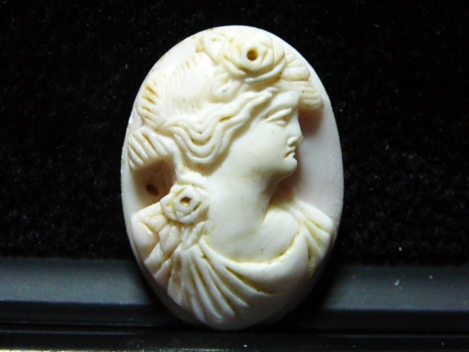 ANTIQUE UNMOUNTED SHELL CAMEO FOR BROOCH PIN PINK