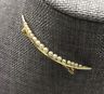 ANTIQUE 10K YELLOW GOLD CRESCENT MOON BROOCH/PIN - Graduated Seed Pearls, 1.75”