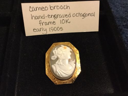 Antique 10K Gold Cameo Brooch
