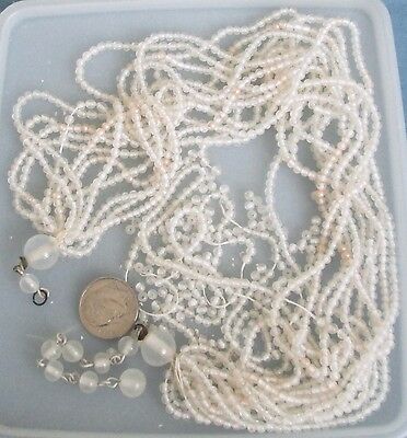 Vintage Broken clear Glass Bead Necklace TLC