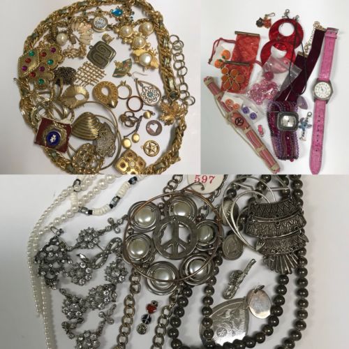 Vintage Costume Jewelry Junk Lot Broken Destash For Crafts Etc AS IS 5lbs