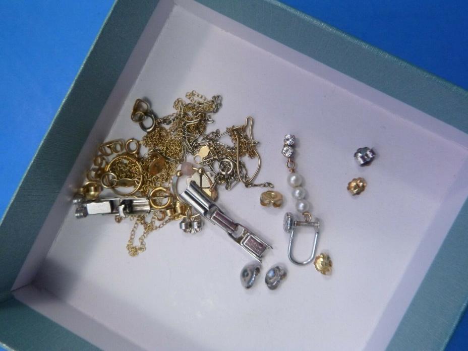 Antique Vintage Scrap 10K 14k 9.95g Solid Yellow White Gold Findings Clasps Back