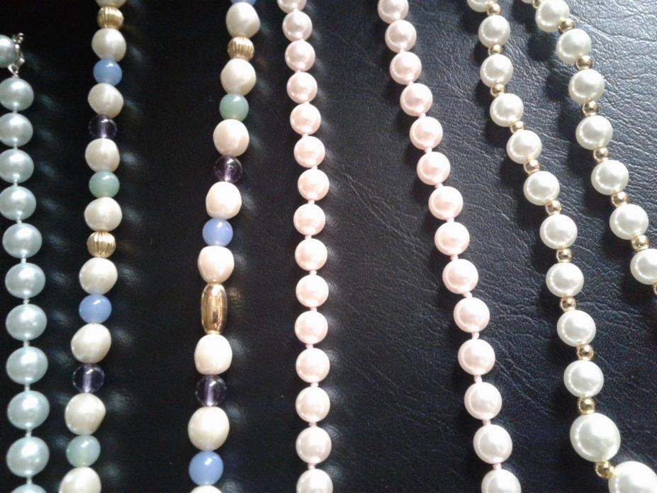 Lot of 5 Vintage Faux Pearl Necklaces