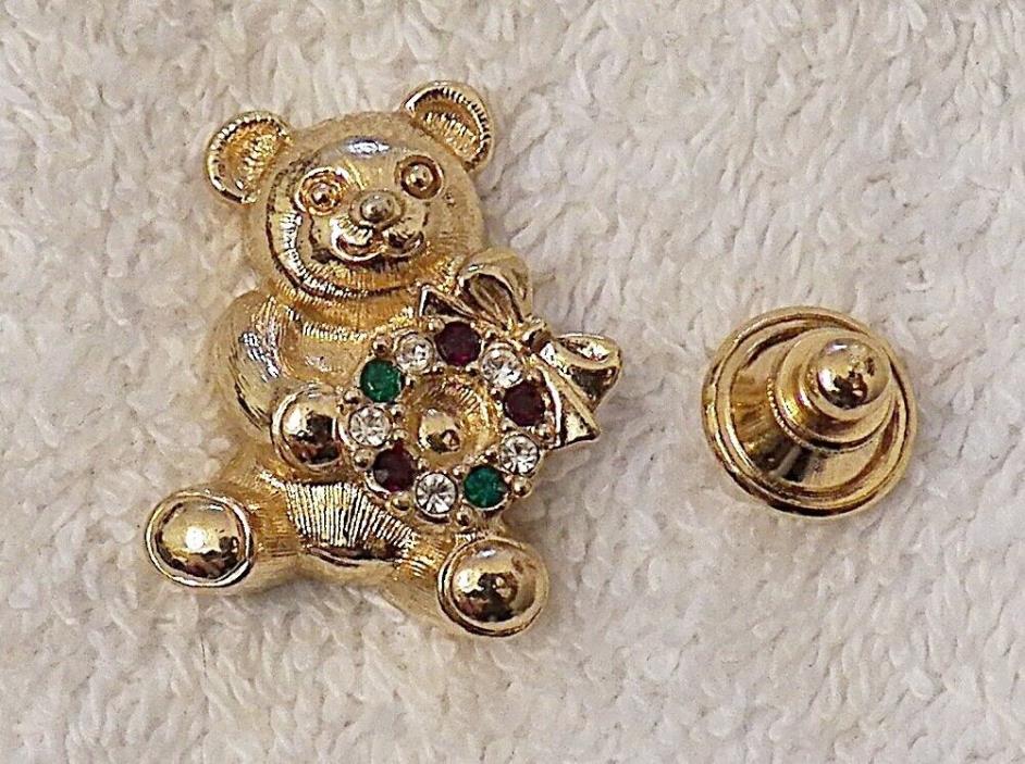 VINTAGE REPRO CHRISTMAS PIN BROOCH CUTE TEDDY BEAR WREATH SANTA TREE ORNAME CH1