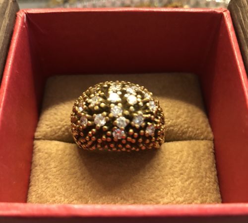 Vintage Custom Designed 14k Yellow Gold, 18 Diamond Nugget Ring, Size 10
