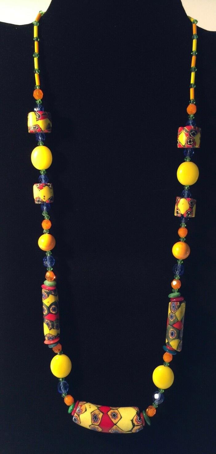 Rare Yellow African Trade Beaded Necklace- Stunning!