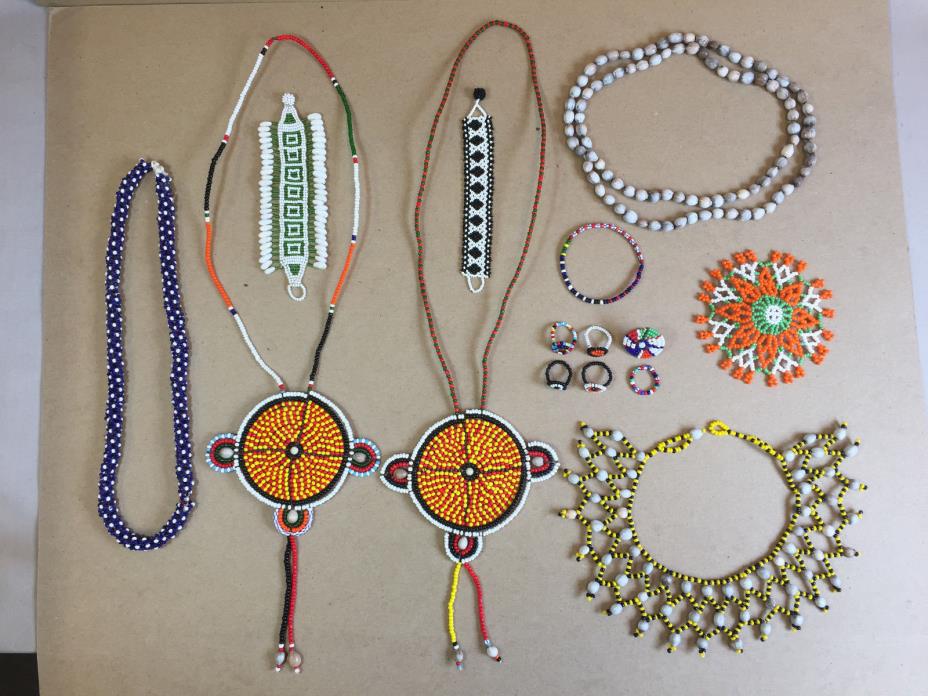 Collection of Vintage African Maasai Glass, Seed, & Shell Bead Jewelry