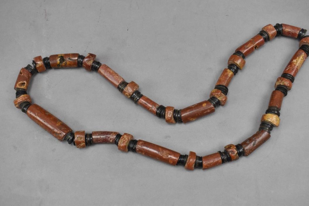 Antique Pipestone African Coconut Shell Necklace Heishi Undyed Natural Large