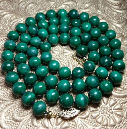 Vintage Chinese Genuine Malachite Knotted Bead 32