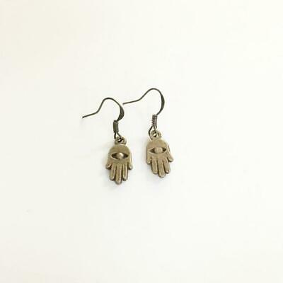 Earrings Hand shaped/ hand therapy jewelry / Bronze hand with eye