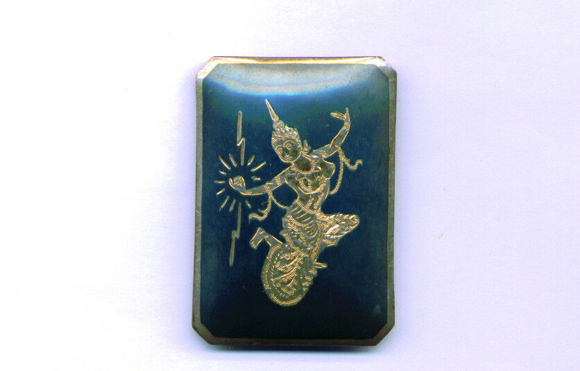 Vintage Niello SIAM Silver Sterling Large DANCER Goddess Pin